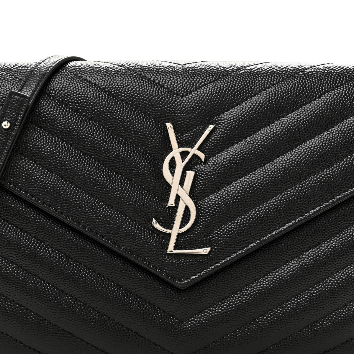 Grain De Poudre Matelasse Chevron Monogram Chain Wallet Black