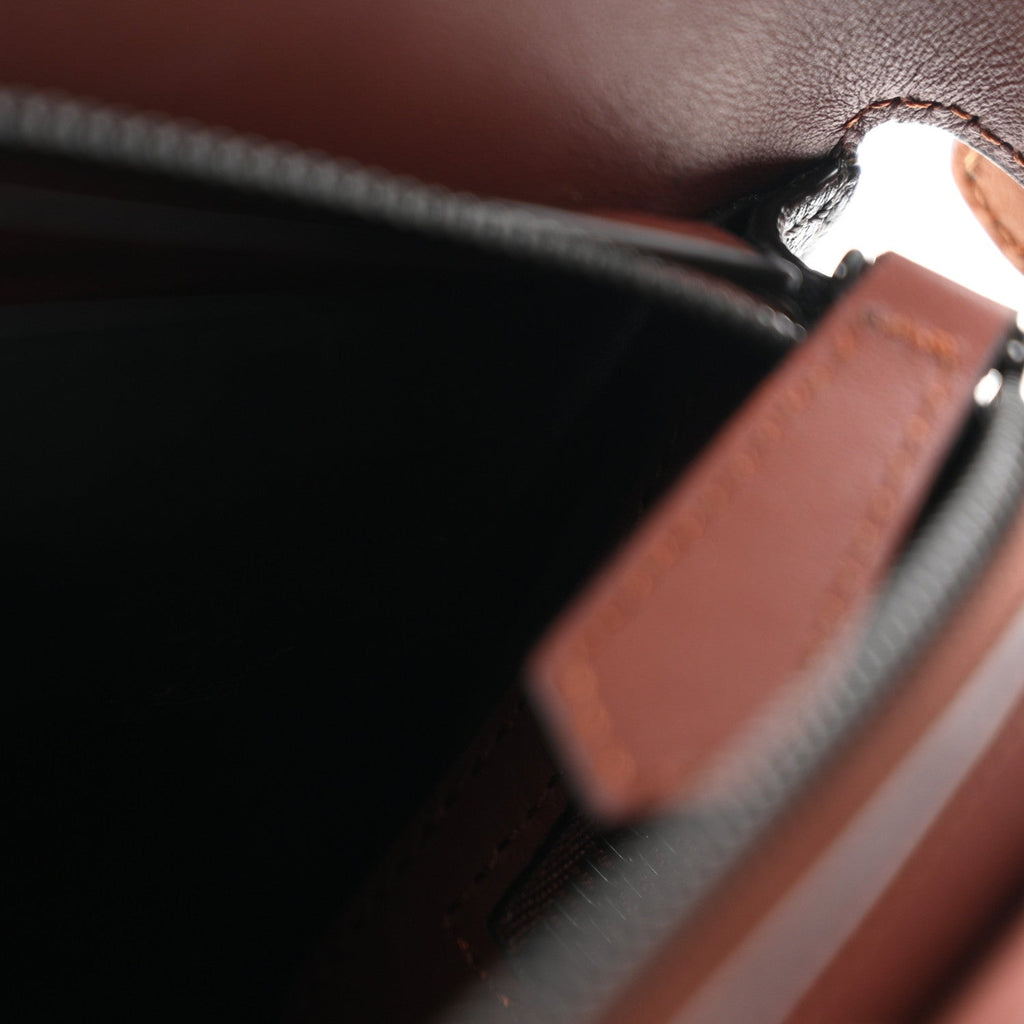 Cuoio Romano Vitello Cover Glazed Fabric Bi-Color FF 1974 Mini Peekaboo I SEE U Satchel Asfalto Praline Tobacco Moro