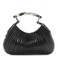Pleated Lambskin Horn Mini Mombasa Hobo Black