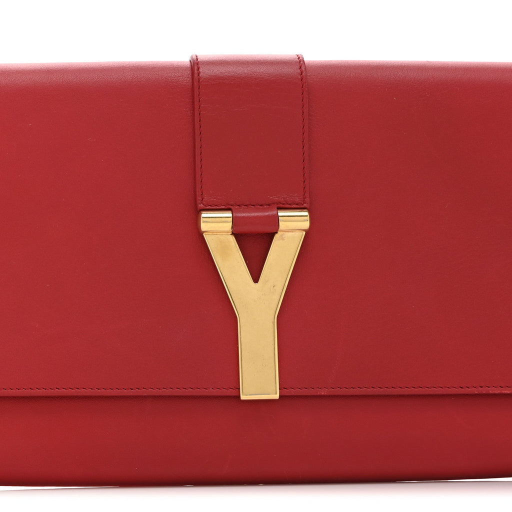 Calfskin Classic Y Ligne Clutch Red