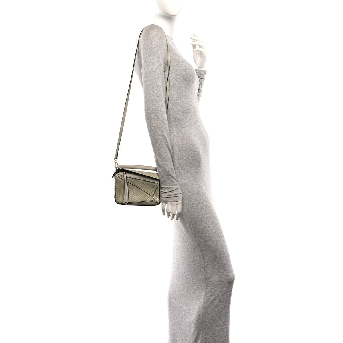 Snakeskin Mini Puzzle Bag Marble Green