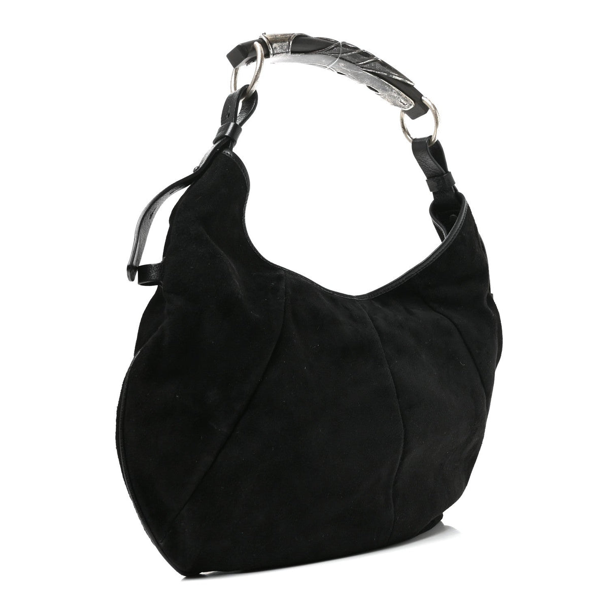 Suede Buffalo Horn Mombasa Hobo Black