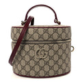GG Supreme Monogram Ancora Calfskin Vanity Cosmetic Case Beige Ebony Rosso