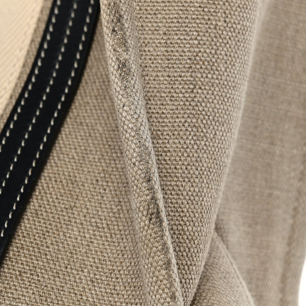 Linen Calfskin Medium Woody Ribbon Tote White Blue