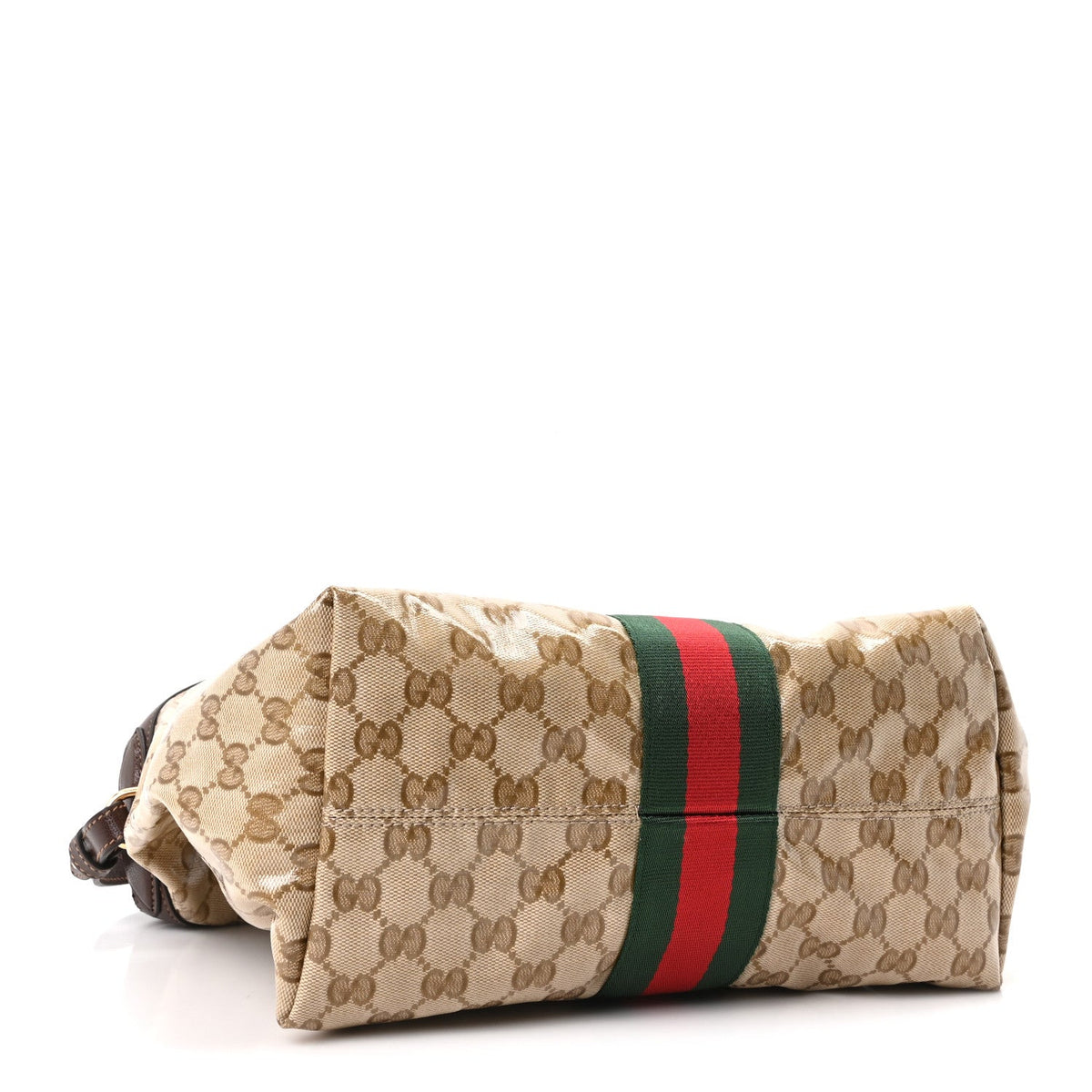 Varnished Monogram Web Small Giglio Tote Sand Dark Brown