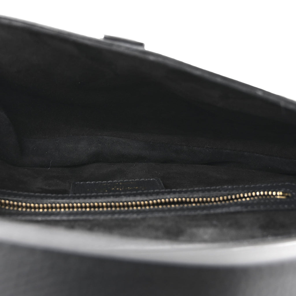 Grained Calfskin Saddle Bag Black