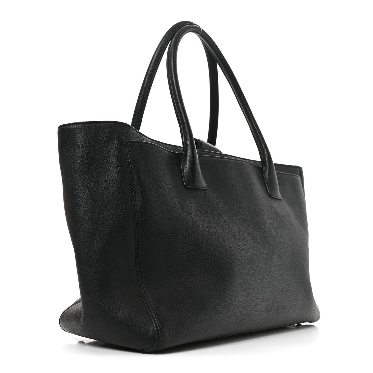 Calfskin Cerf Executive Shopper Tote Black