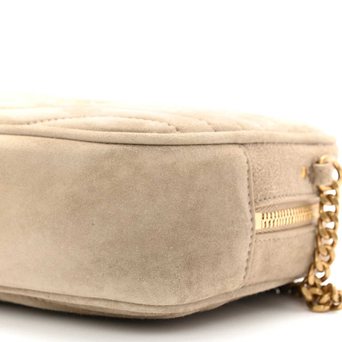 Suede Matelasse Monogram Mini Lou Camera Bag Matte Gold