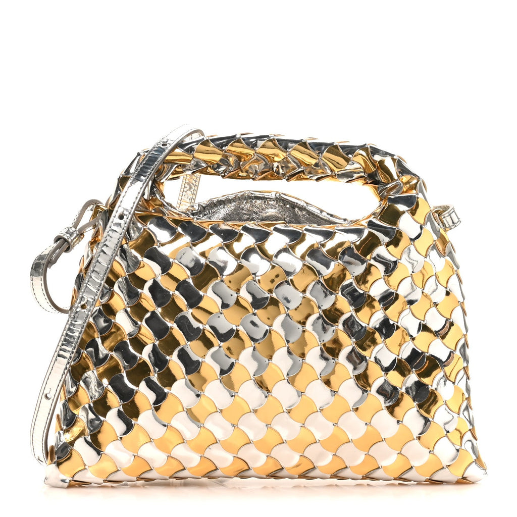 Metallic Lambskin Intrecciato Mini Hop Silver Gold