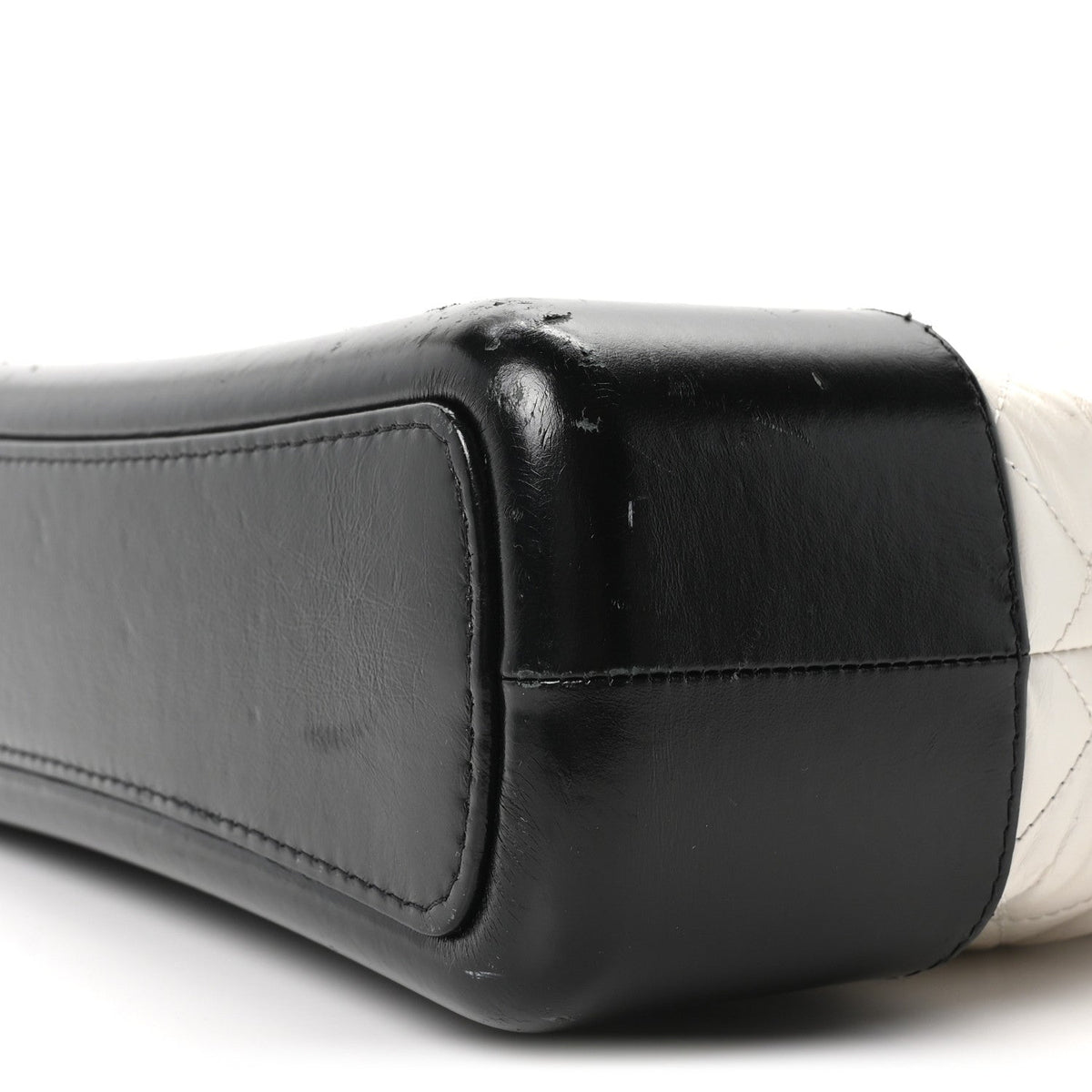 Aged Calfskin Quilted Large Gabrielle Hobo White Black