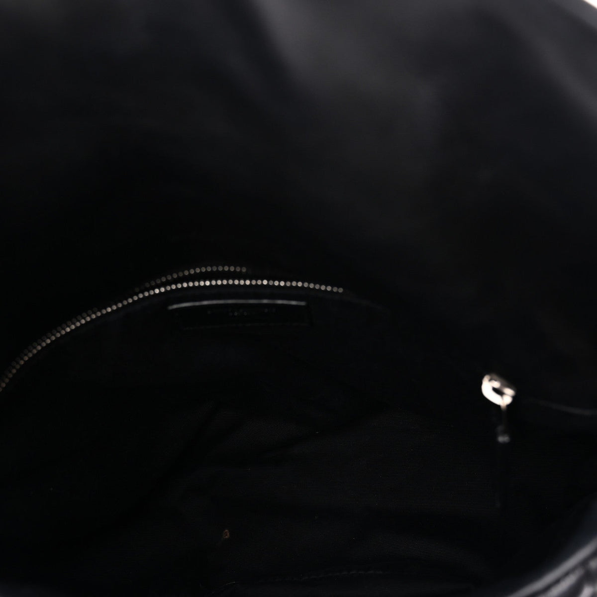 Lambskin Quilted Medium Loulou Puffer Monogram Chain Satchel Black