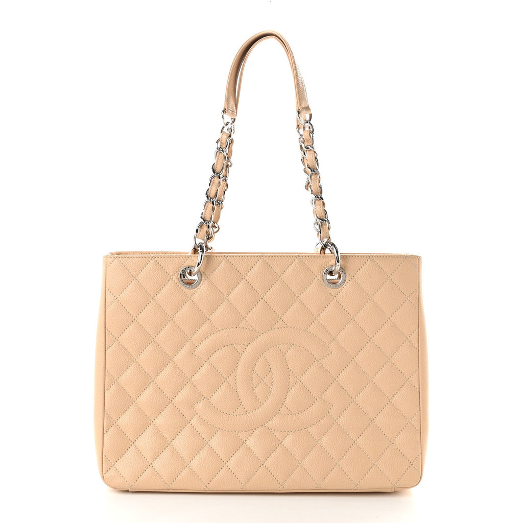 Caviar Quilted Grand Shopping Tote GST Beige