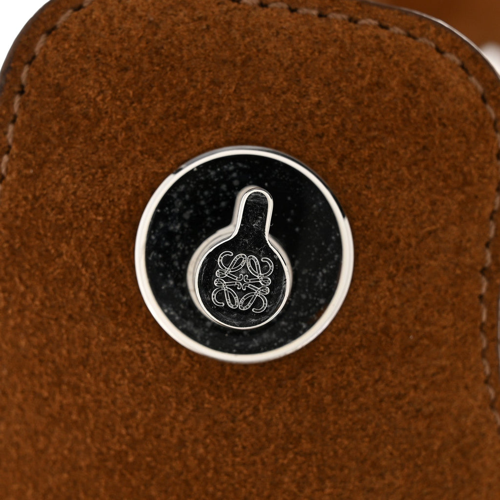 Suede Calfskin Medium Pebble Bucket Bag Tobacco