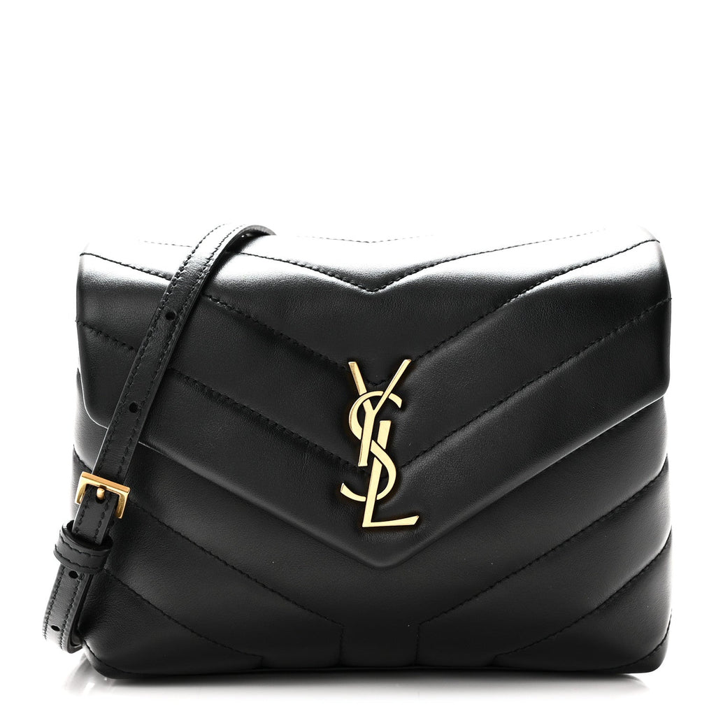 Calfskin Y Quilted Monogram Toy Loulou Crossbody Bag Black