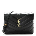 Calfskin Y Quilted Monogram Toy Loulou Crossbody Bag Black