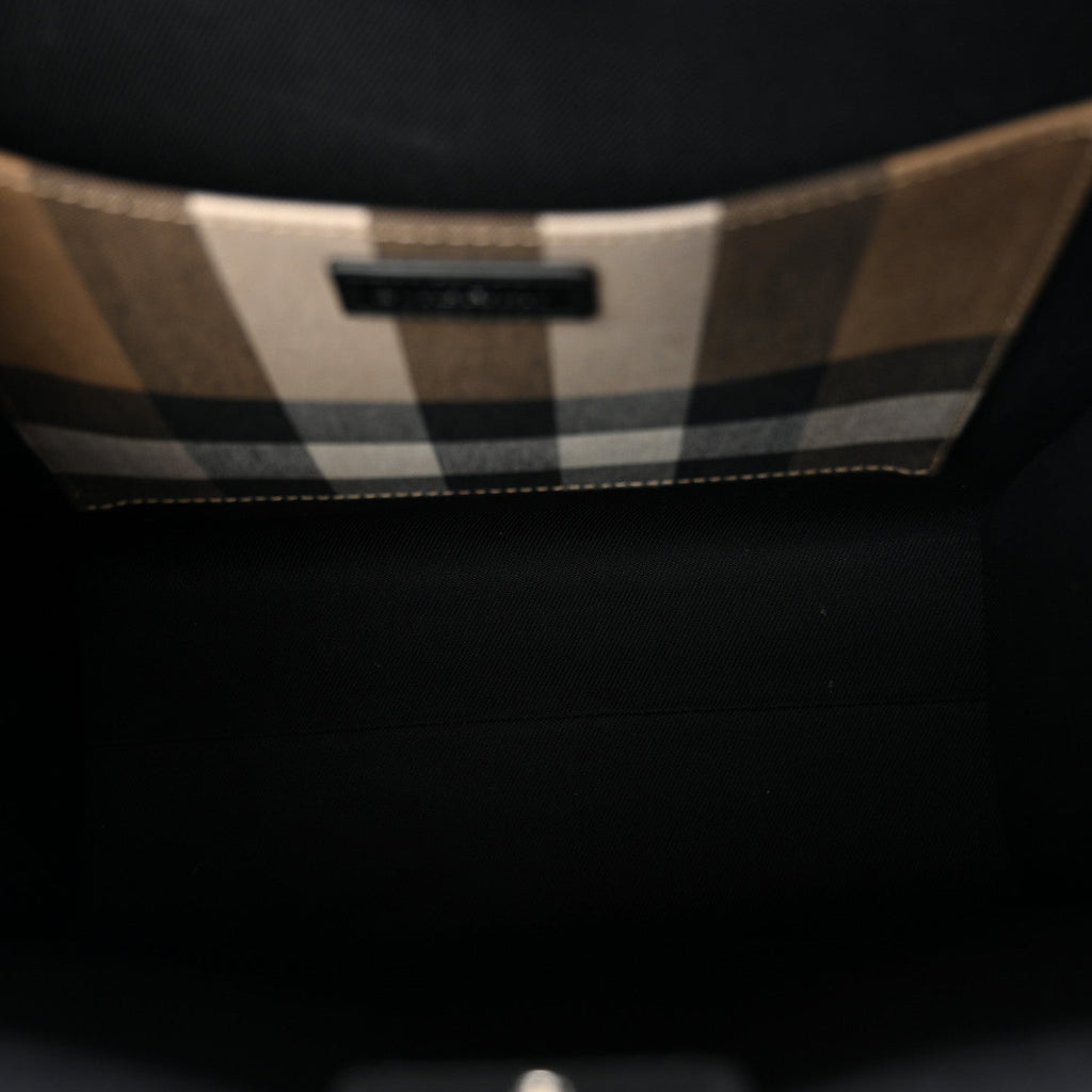 Calfskin House Check Small N/S Tote Black