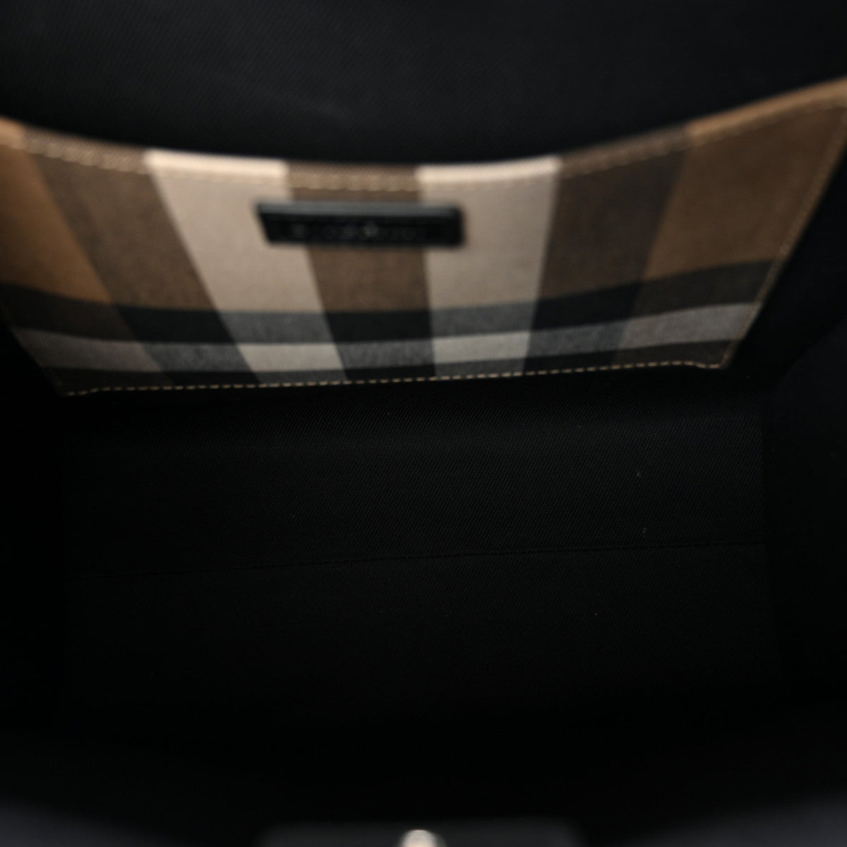 Calfskin House Check Small N/S Tote Black