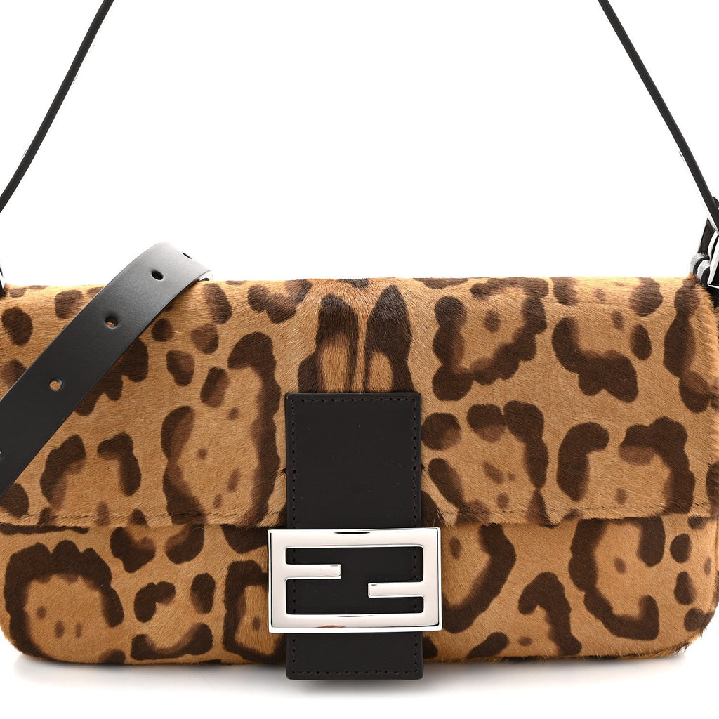 Calf Hair Vitello Jaguar Print Baguette Re Edition 26424 Moro Natural