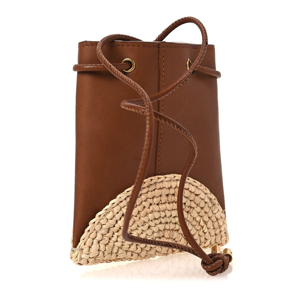 Raffia Cassandre Mini Pochon Crossbody Bag Brick Natural