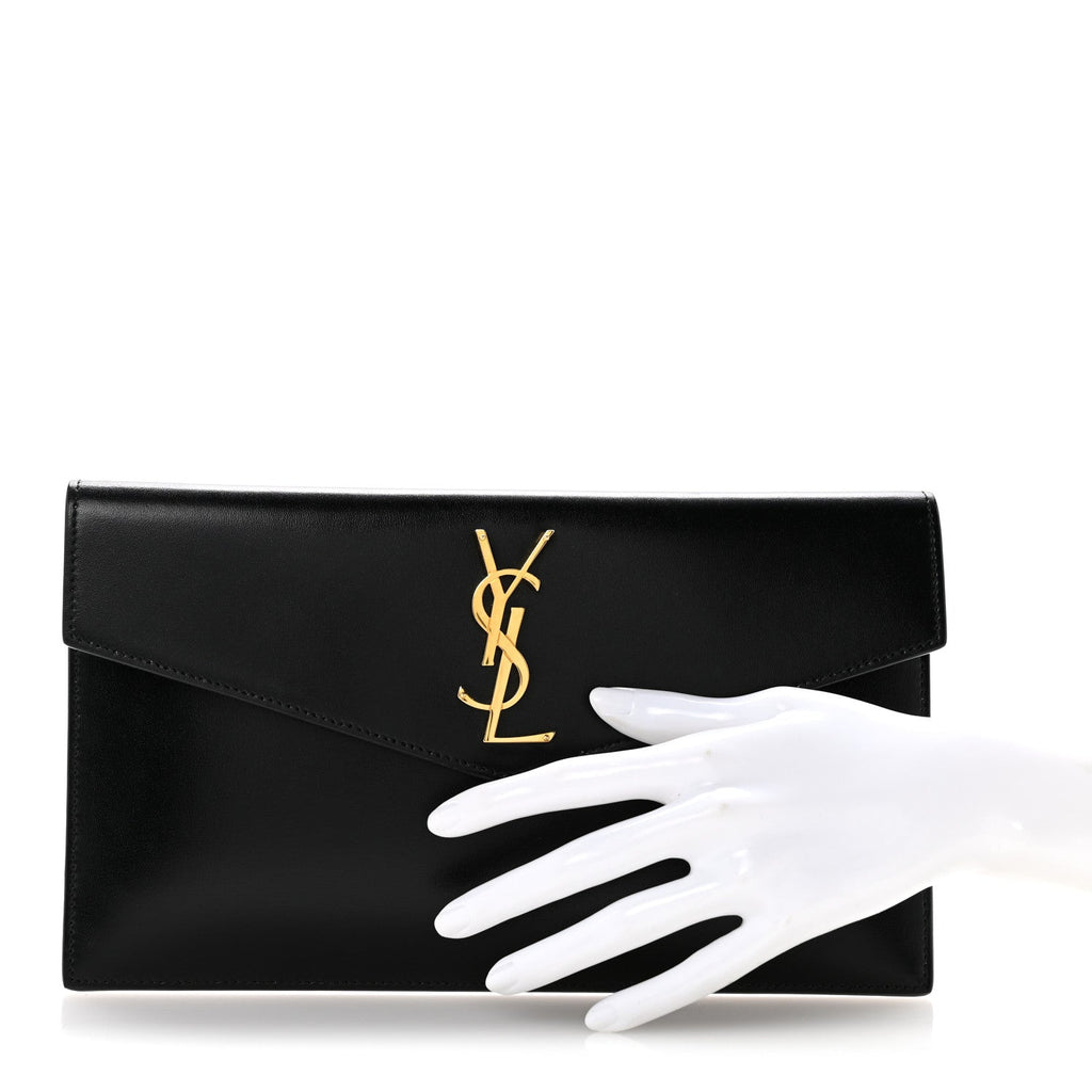 Smooth Shiny Calfskin Monogram Uptown Pouch Black