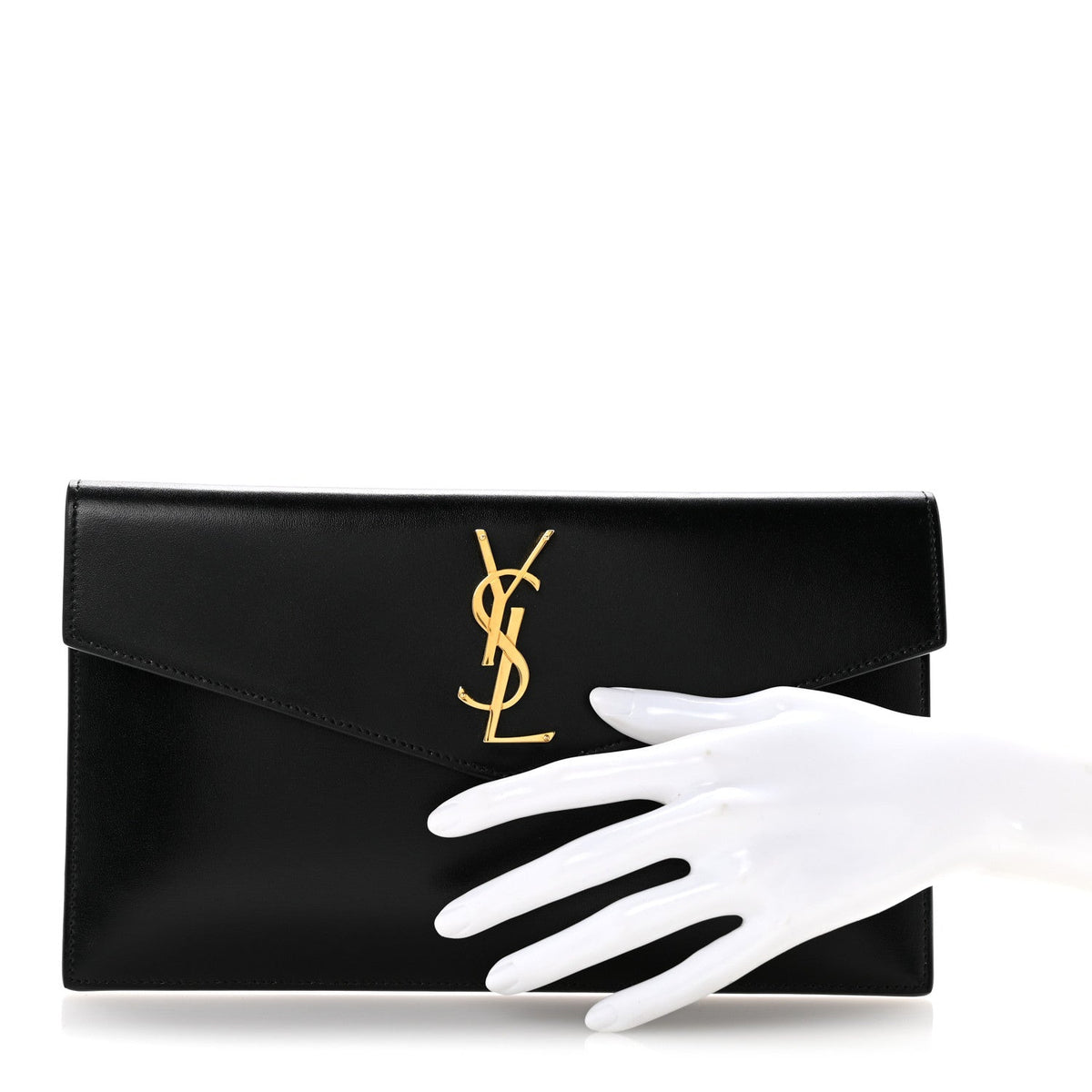 Smooth Shiny Calfskin Monogram Uptown Pouch Black
