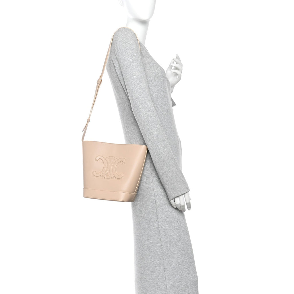 Smooth Calfskin Small Cuir Triomphe Bucket Bag Nude