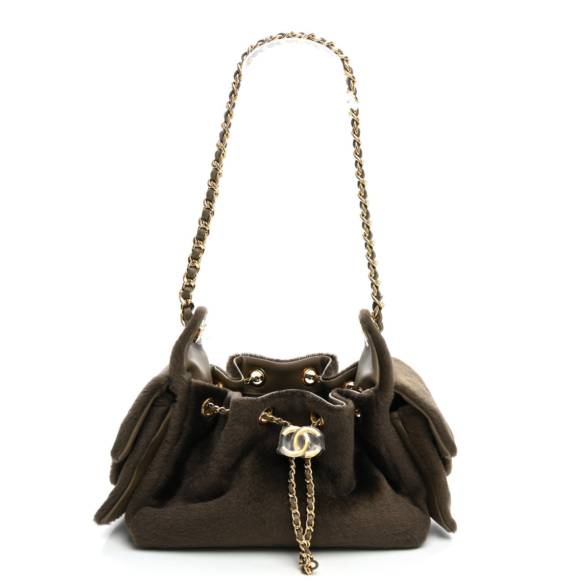 Pony Hair Mini Chanel 25 Handbag Dark Khaki