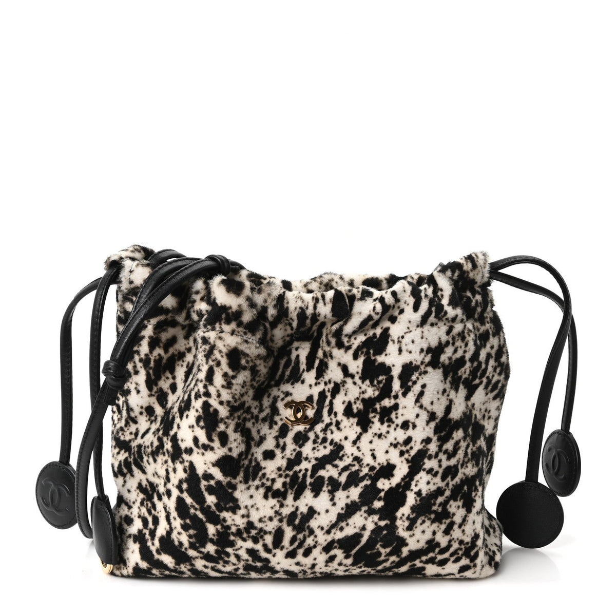 Pony Hair Printed Chic Lady Shoulder Bag  White Black