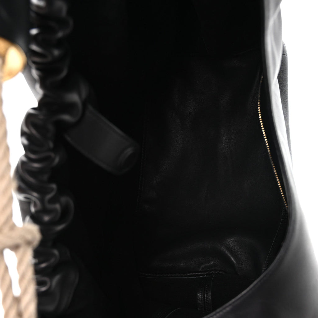 Calfskin XL Squeeze Cord Bag Black