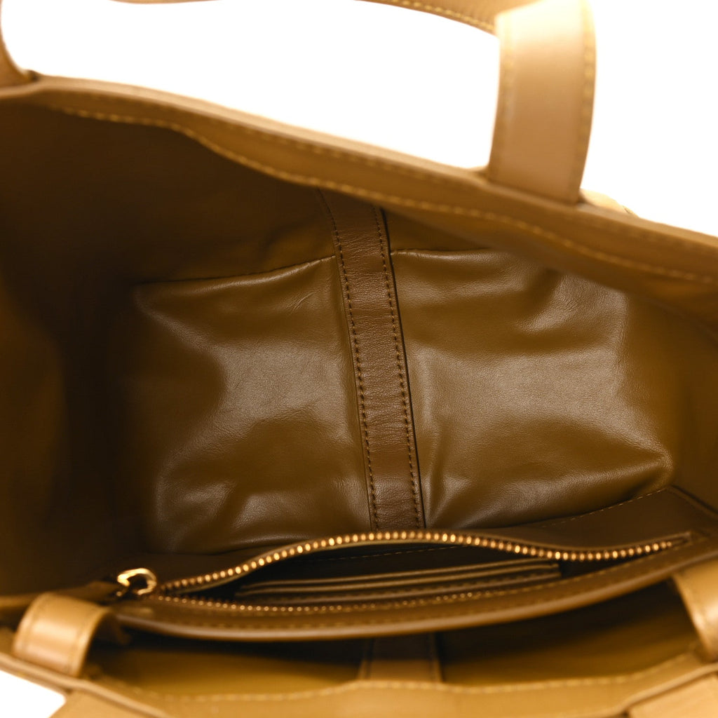 Nappa Intrecciato Small Flip Flap Tote Acorn Brass
