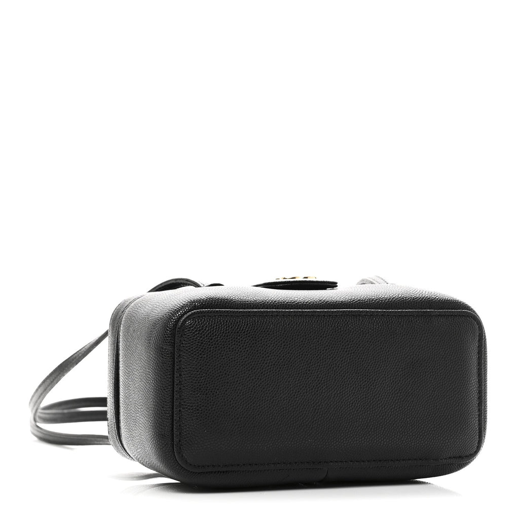 Shiny Caviar Preppy Coco Long Vanity With Strap Black