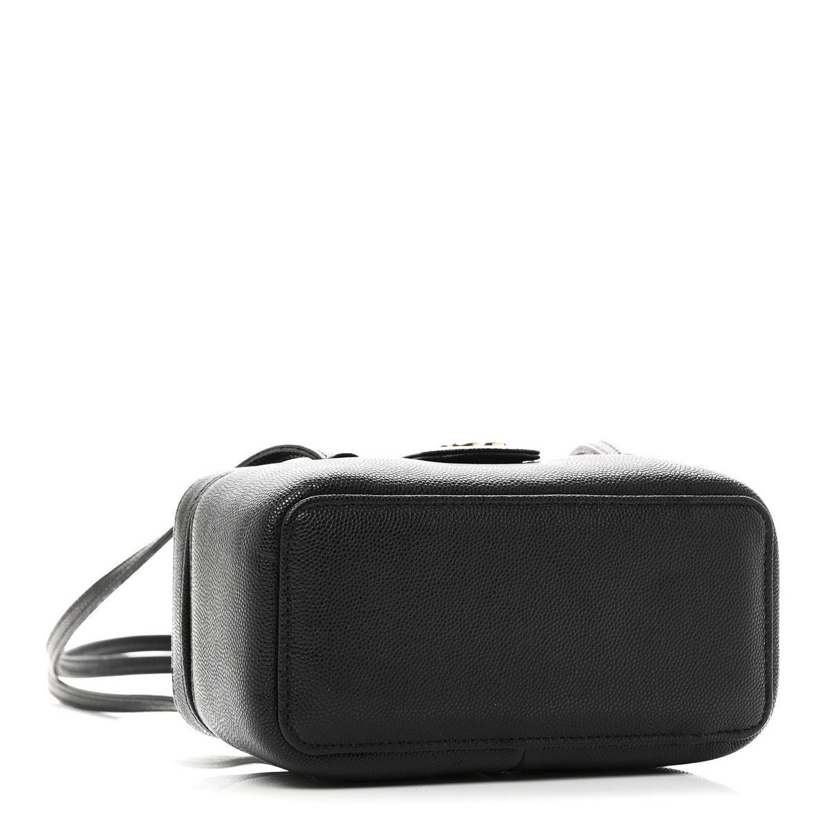 Shiny Caviar Preppy Coco Long Vanity With Strap Black