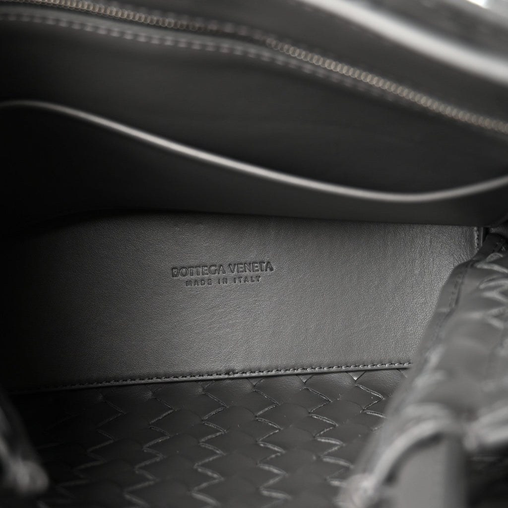 Suede Intrecciato Small Andiamo Shoulder Bag Graphite