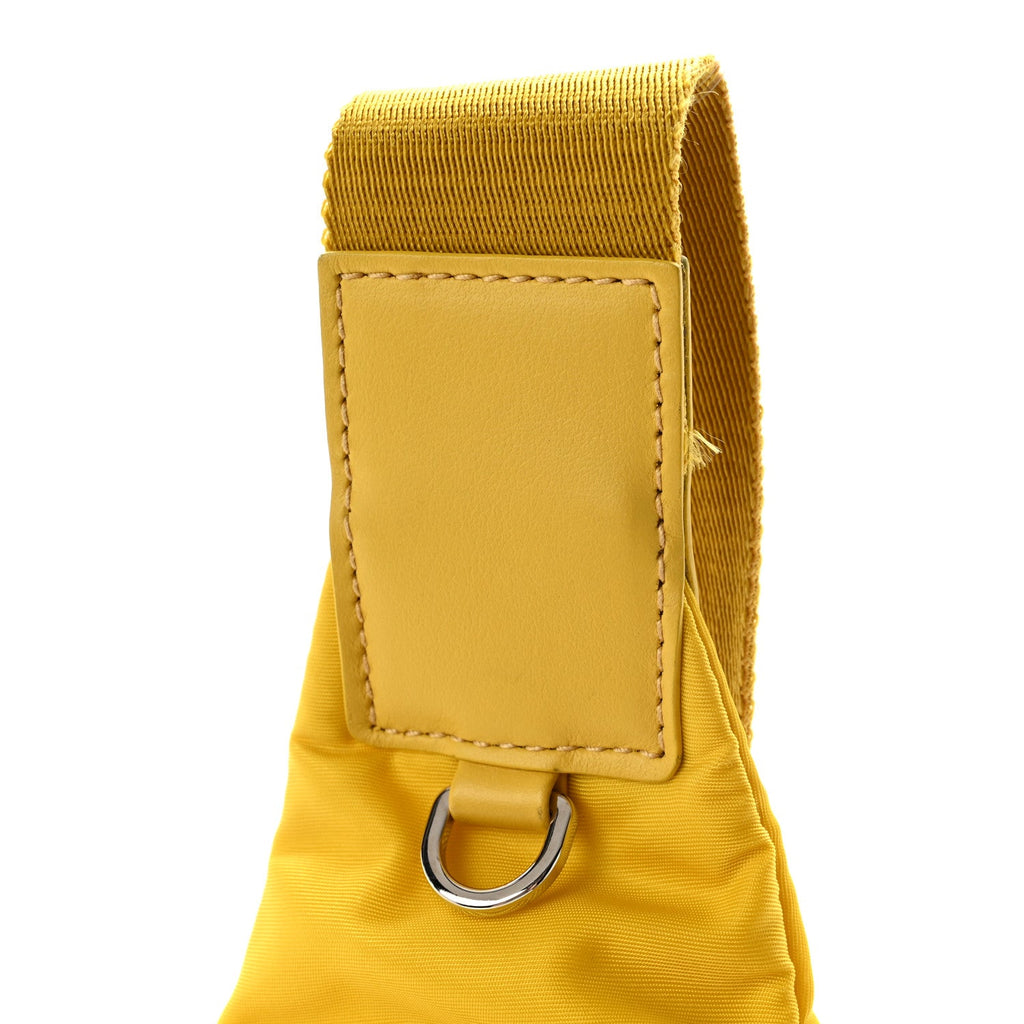 Re-Nylon Vitello Metal Triangle Logo Sling Backpack Giallo