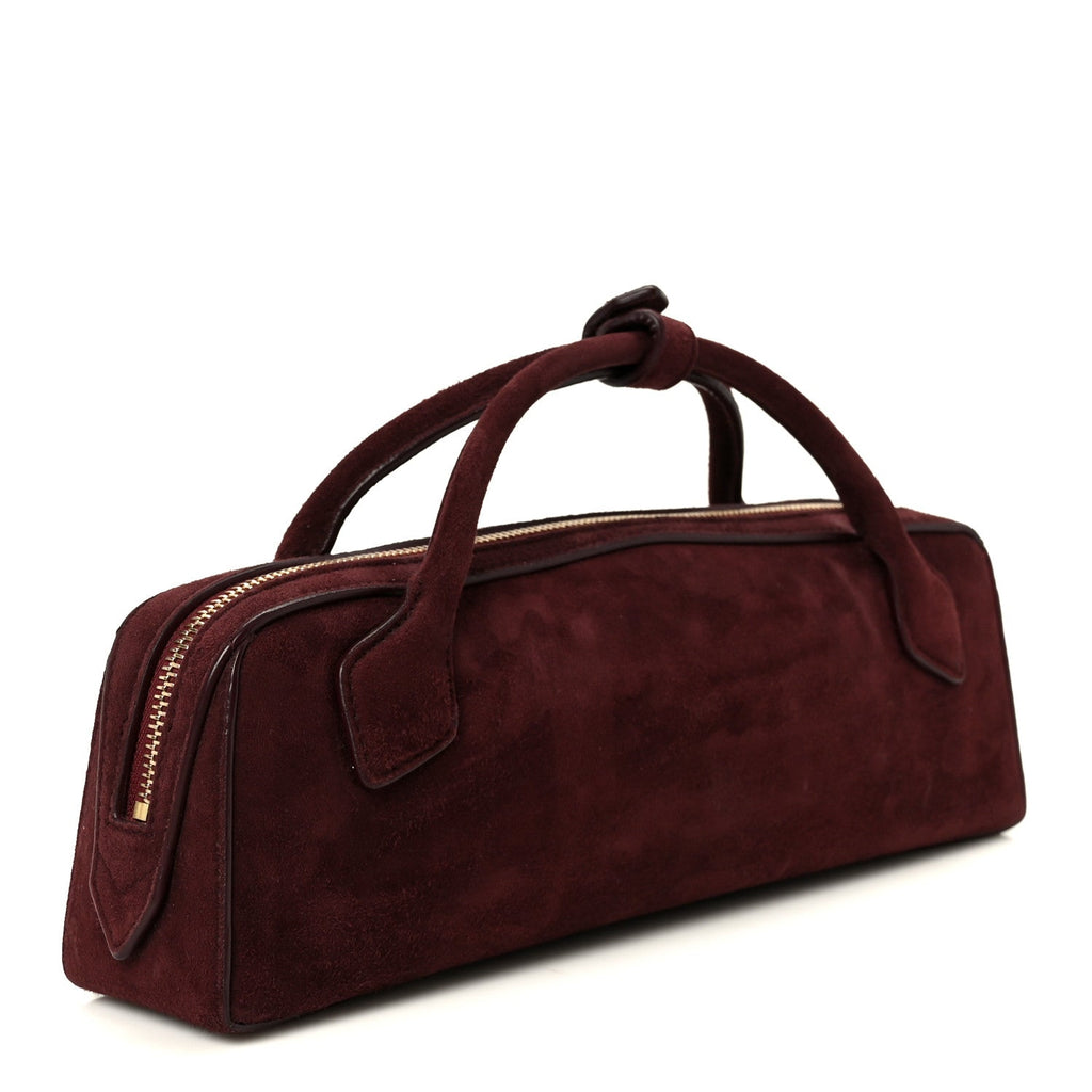 Suede Goatskin Le Teckel Clutch Rouge Grenat