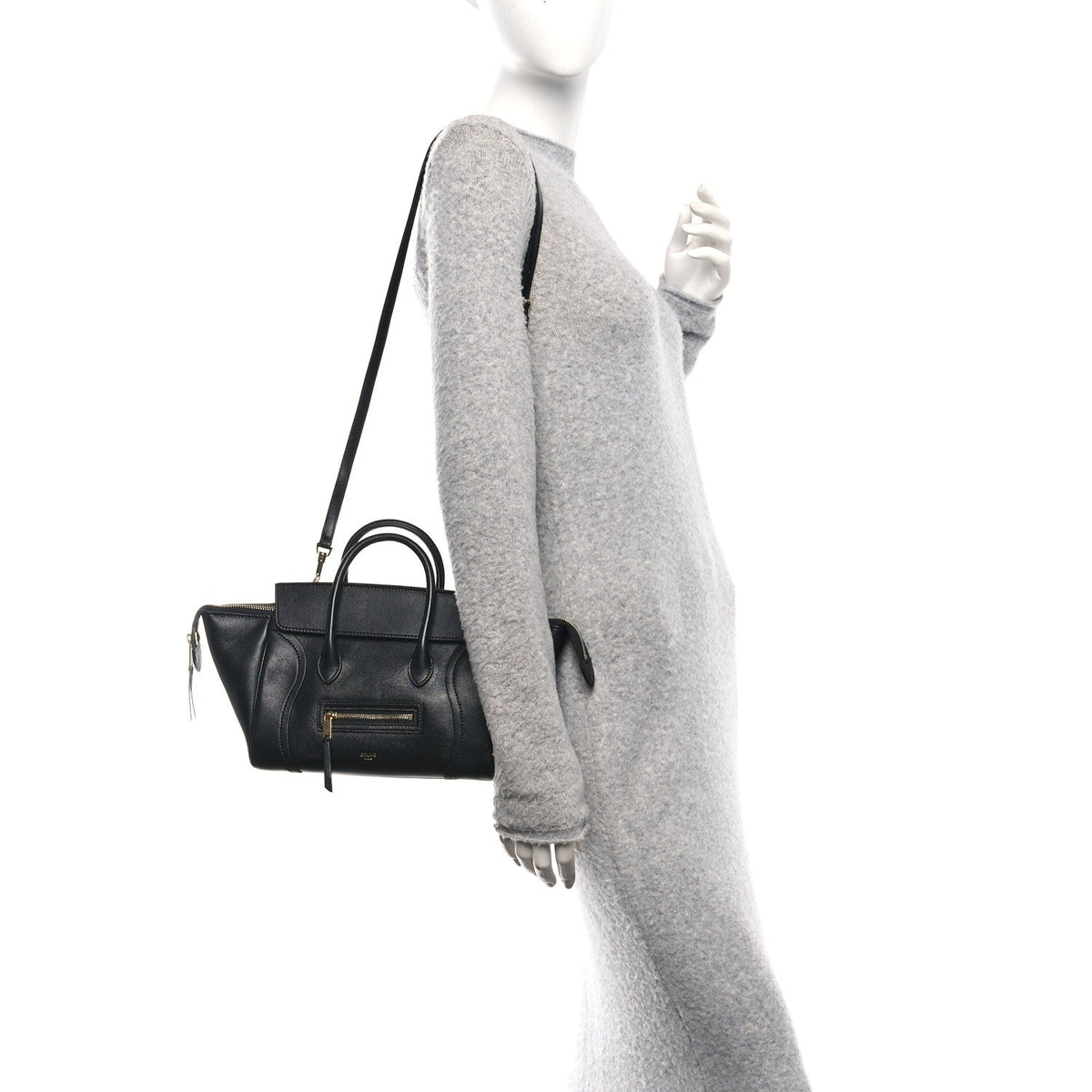 Supple Shiny Lambskin Little New Luggage Black