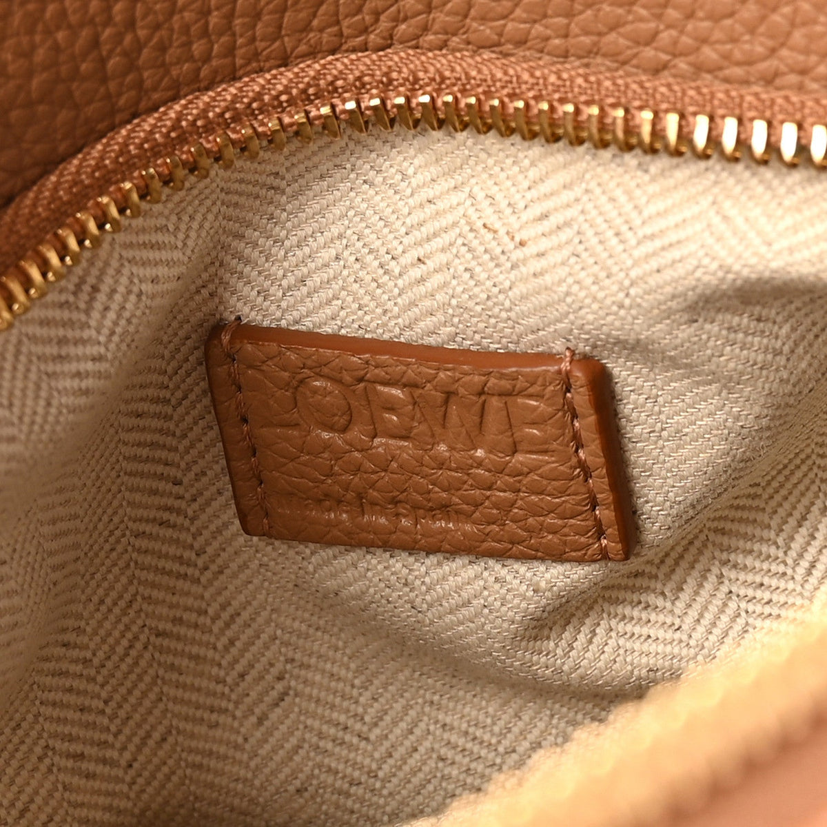Grained Calfskin Small Puzzle Edge Bag Toffee
