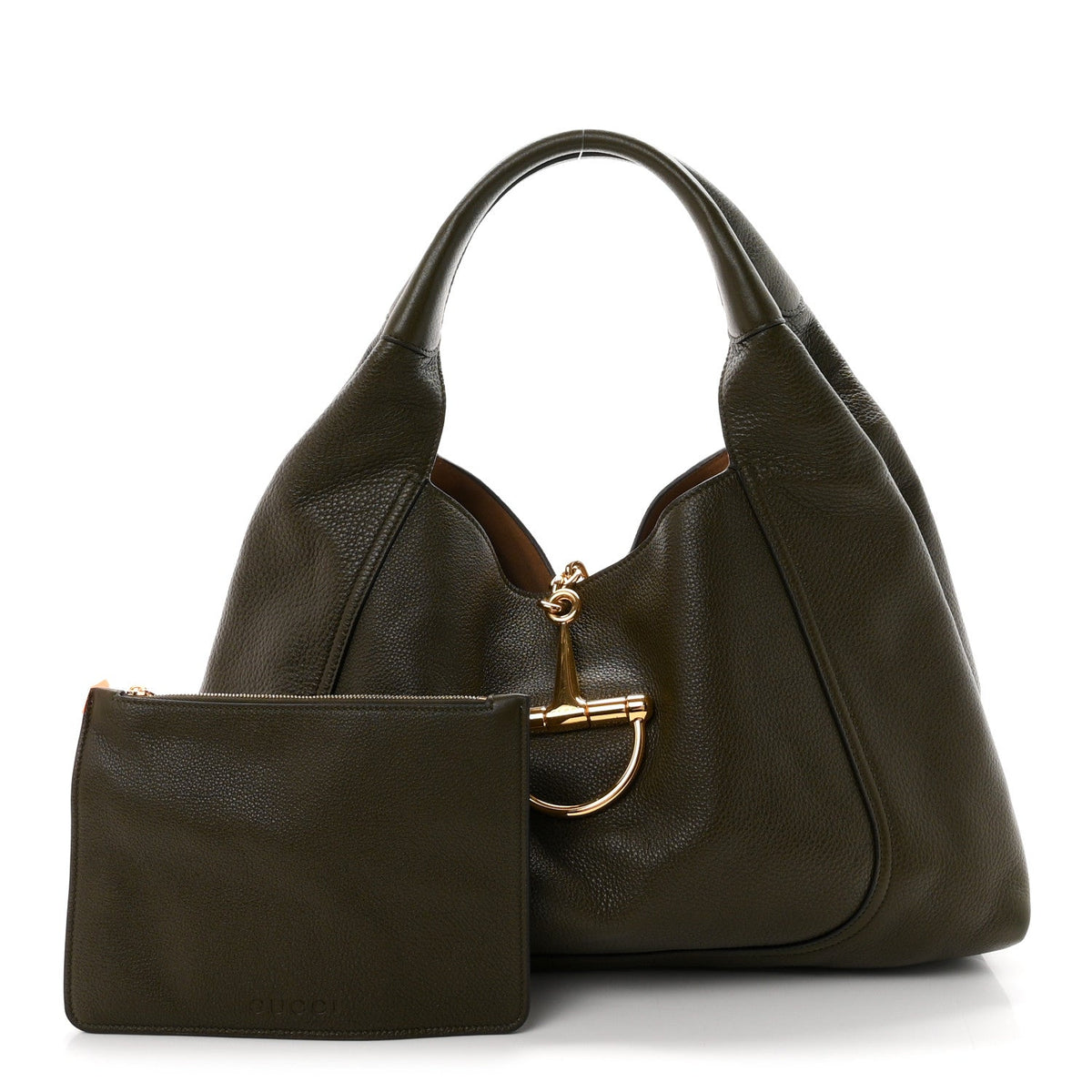 Grained Calfskin Softbit Maxi Shoulder Bag Forest Green