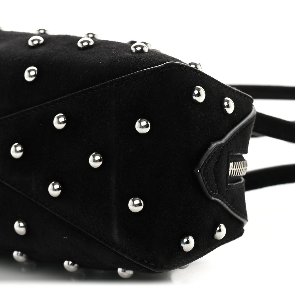 Nubuck Studded Small Le Teckel Bag  Black