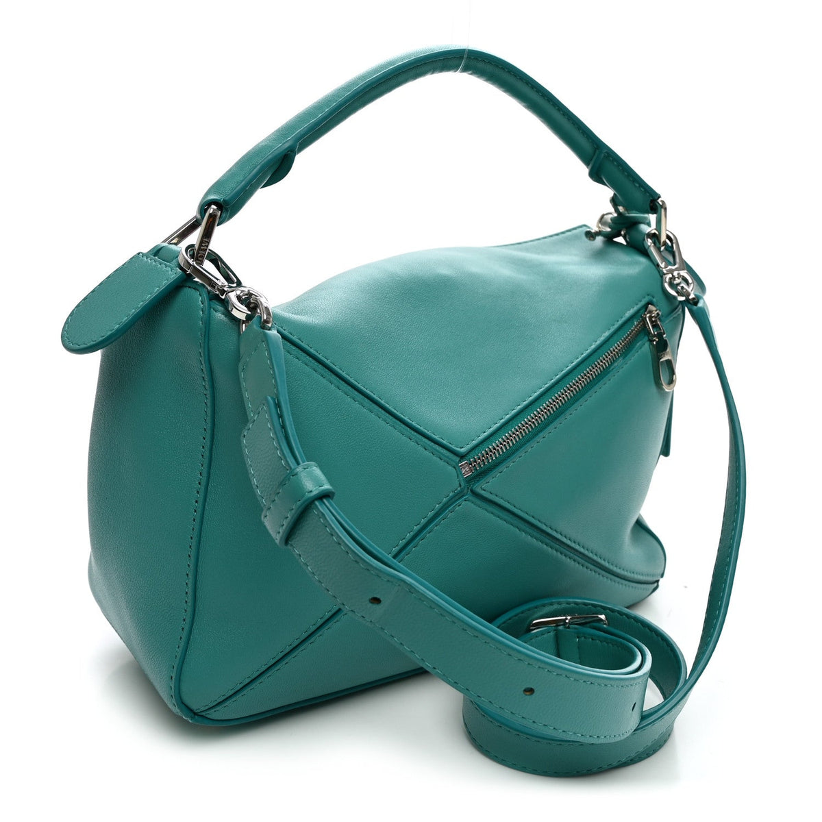 Nappa Lambskin Small Featherlight Puzzle Bag Aquamarine