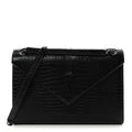 Calfskin Crocodile Embossed Monogram Large Satchel Black