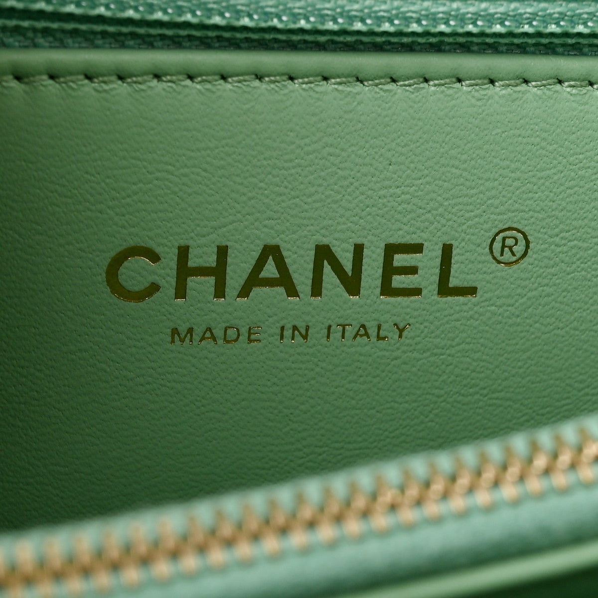 Caviar Quilted Small Coco Chain Handle Flap Light Green