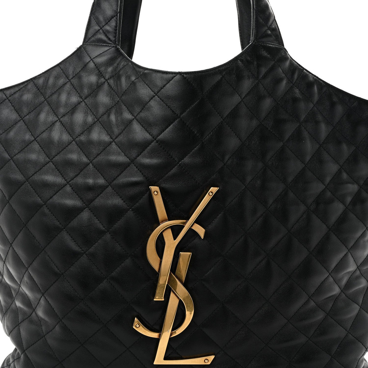 Lambskin Quilted Maxi Icare Shopping Tote Black