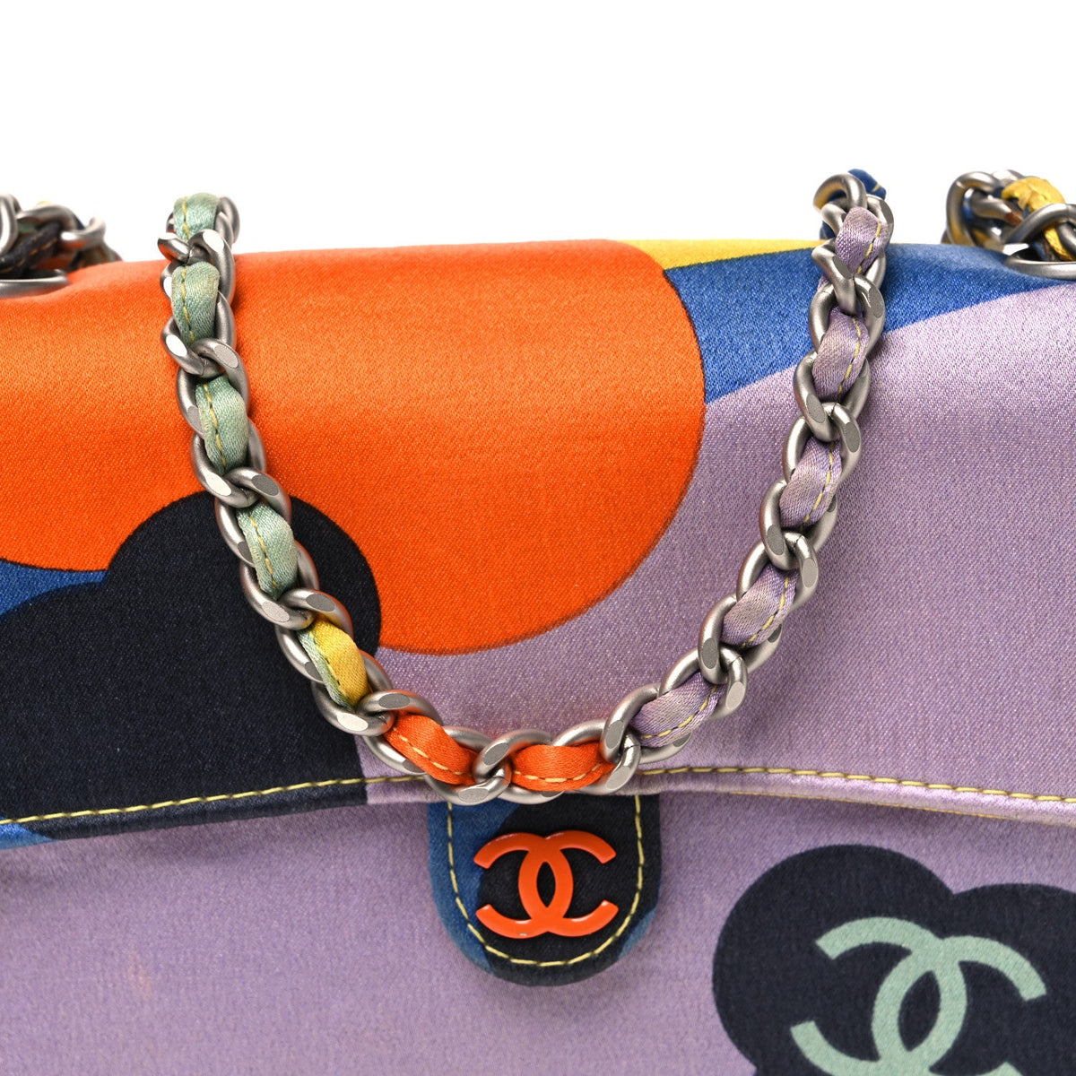 Satin Convertible Mini Flap Blue Multicolor