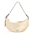 Soft Grain Calfskin Large Demi-Lune Shoulder Bag White