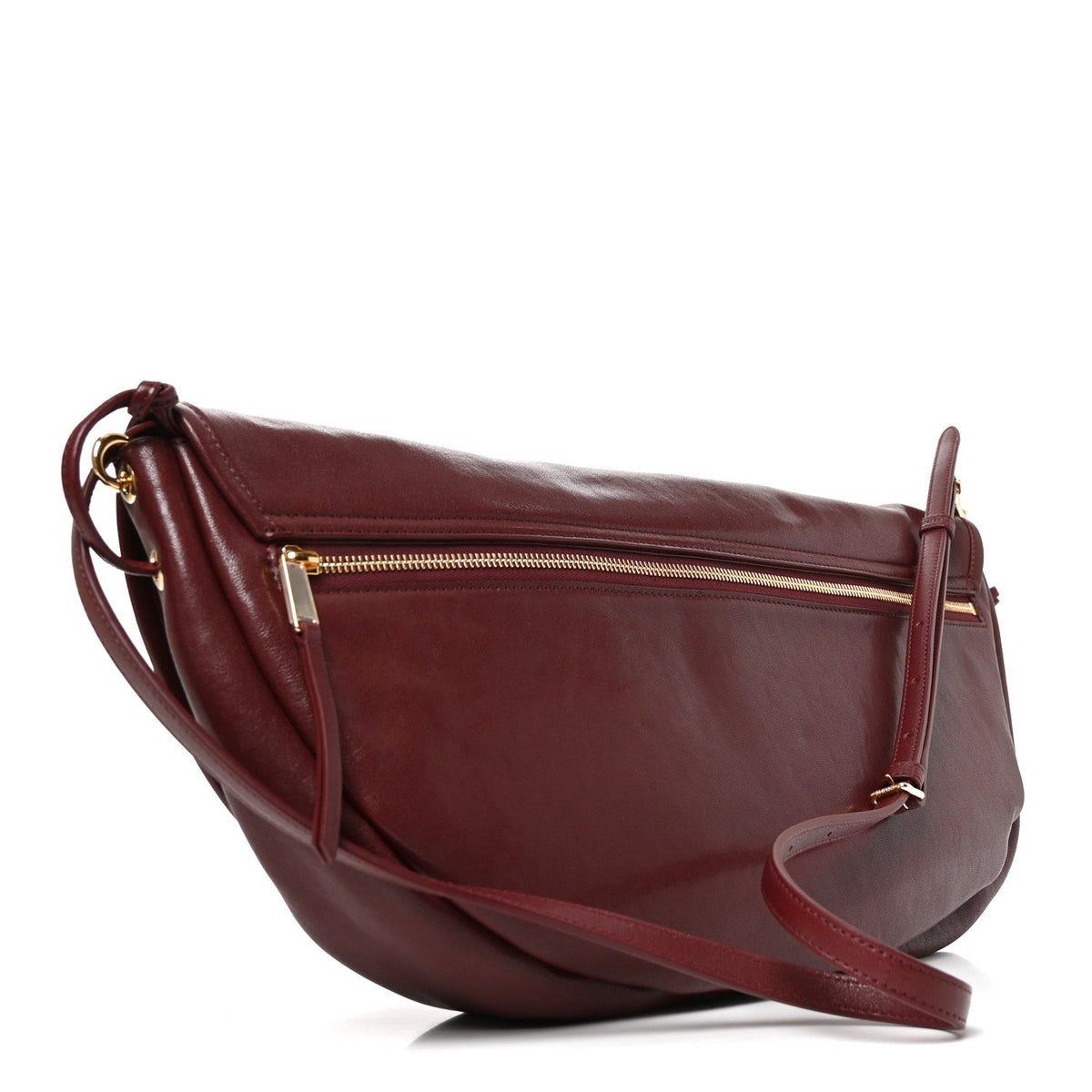 Shiny Lambskin Soft Triomphe Half Moon Bag Syrah