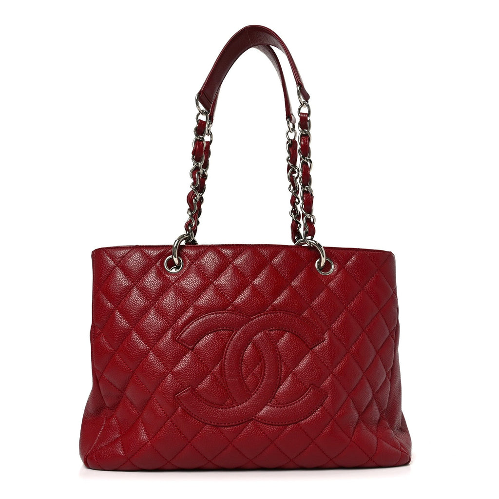 Caviar Quilted Grand Shopping Tote GST Red