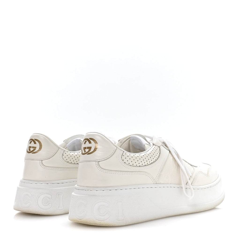 Calfskin GG Tennis Embossed Perforated Mens Interlocking G 55mm Sneakers 9.5 Great White