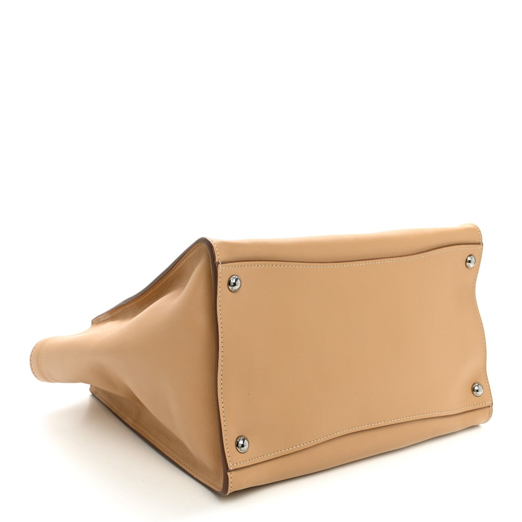 City Calf Twin Pocket Tote Noisette