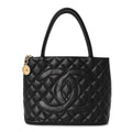Caviar Quilted Medallion Tote Black